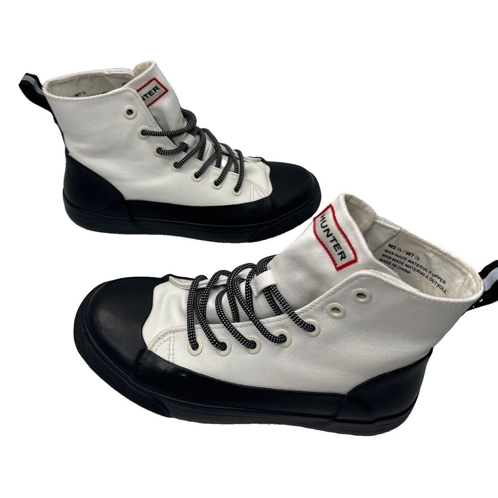 Hunter for Target Dipped Canvas High Top Sneakers M5.5 W7.5 White Black New